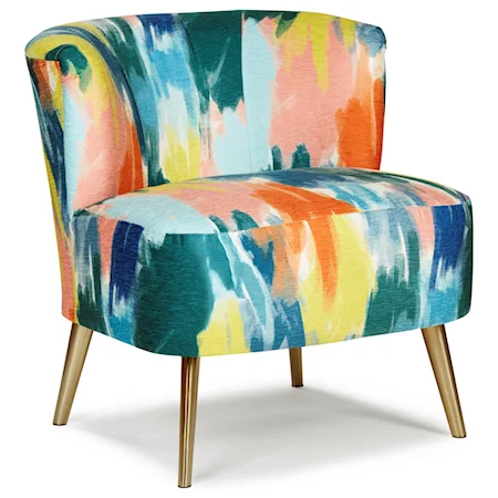 Contemporary Accent Barrel Chair with Metal Legs